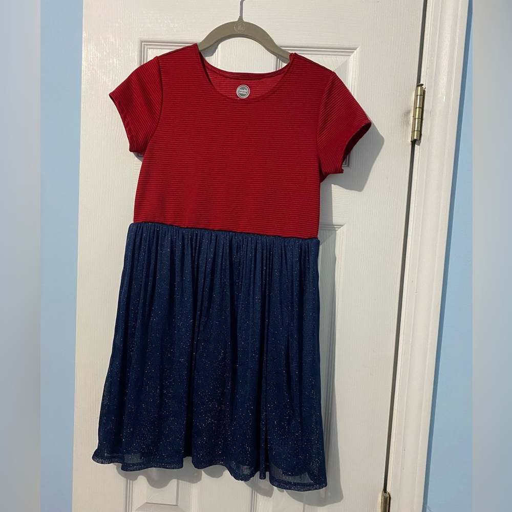 WONDER NATION red and sparkly blue girls dress size: large